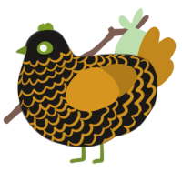 A sable and ochre chicken with a lace pattern