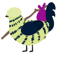 A lemon and tumblr chicken with a bar pattern