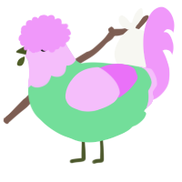 A spring and lavender chicken with a head pattern