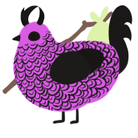 A orchid and sable chicken with a double-lace pattern