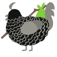 A black and ash chicken with a lace pattern