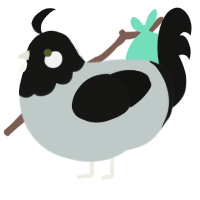 A silver and black chicken with a head pattern
