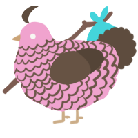 A pink and bark chicken with a lace pattern
