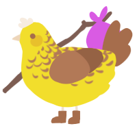 nana, a yellow and brown chicken with a half-lace pattern