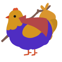 sebastian debeste, a indigo and ochre chicken with a head pattern