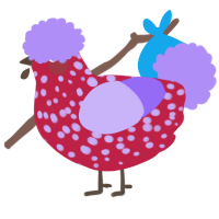 A crimson and lilac chicken with a speckle pattern
