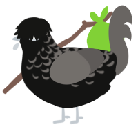 A black and grey chicken with a half-lace pattern