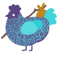 A overcast and aqua chicken with a double-lace pattern