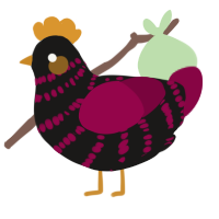 A sable and maroon chicken with a bar pattern