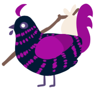 A tumblr and plum chicken with a bar pattern