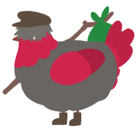 A grey and crimson chicken with a head pattern