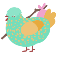 A mint and honey chicken with a speckle pattern