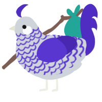 A mist and indigo chicken with a lace pattern