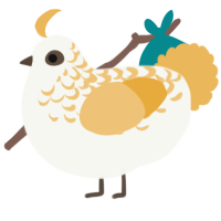 A white and honey chicken with a half-lace pattern