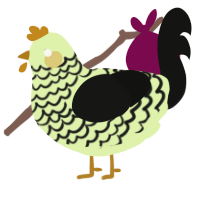 A apple and black chicken with a lace pattern