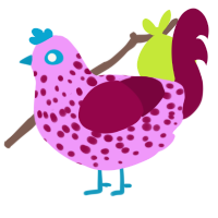 A lavender and maroon chicken with a speckle pattern