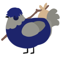 A navy and ash chicken with a head pattern