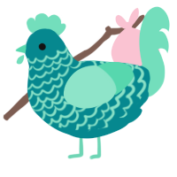 A teal and mint chicken with a lace pattern