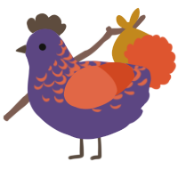 A overcast and vermilion chicken with a half-lace pattern
