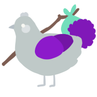 A silver and violet chicken