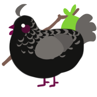 A black and grey chicken with a half-lace pattern