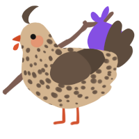 A beige and bark chicken with a speckle pattern