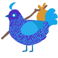 A indigo and sky chicken with a double-lace pattern