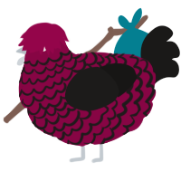 A maroon and sable chicken with a lace pattern