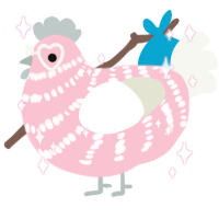 A rose and white chicken with a bar pattern