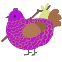 A amethyst and brown chicken with a lace pattern