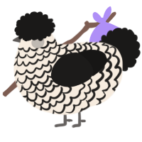 A cream and sable chicken with a lace pattern