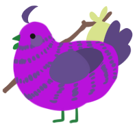 A amethyst and overcast chicken with a bar pattern