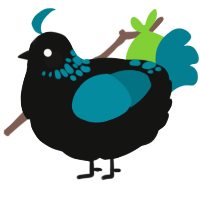 A black and sea chicken with a neck-speckle pattern