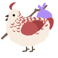 A cream and red chicken with a half-lace pattern