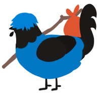 A sapphire and sable chicken with a head pattern