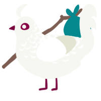 A white chicken with a half-lace pattern