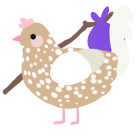 A beige and white chicken with a speckle pattern
