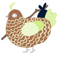 A brown and apple chicken with a lace pattern