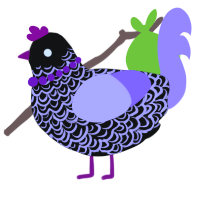 A black and lilac chicken with a double-lace pattern