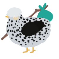 A mist and black chicken with a speckle pattern