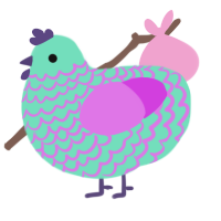 A mint and orchid chicken with a lace pattern