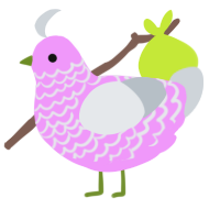 A lavender and mist chicken with a lace pattern