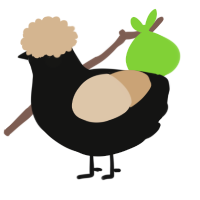 A black and beige chicken
