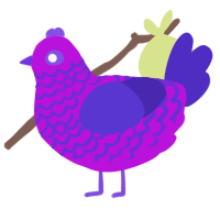 A amethyst and indigo chicken with a lace pattern