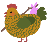 A ochre and olive chicken with a lace pattern