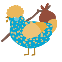 A cerulean and honey chicken with a speckle pattern