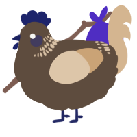 A bark and beige chicken with a neck-band pattern