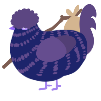 A navy and overcast chicken with a bar pattern