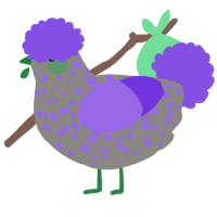 A ash and blurple chicken with a speckle pattern