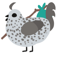 A mist and grey chicken with a speckle pattern